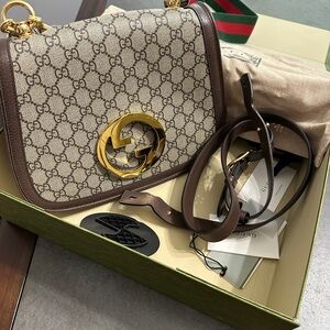 Gucci Brown and Gold Logo Shoulder Bag
